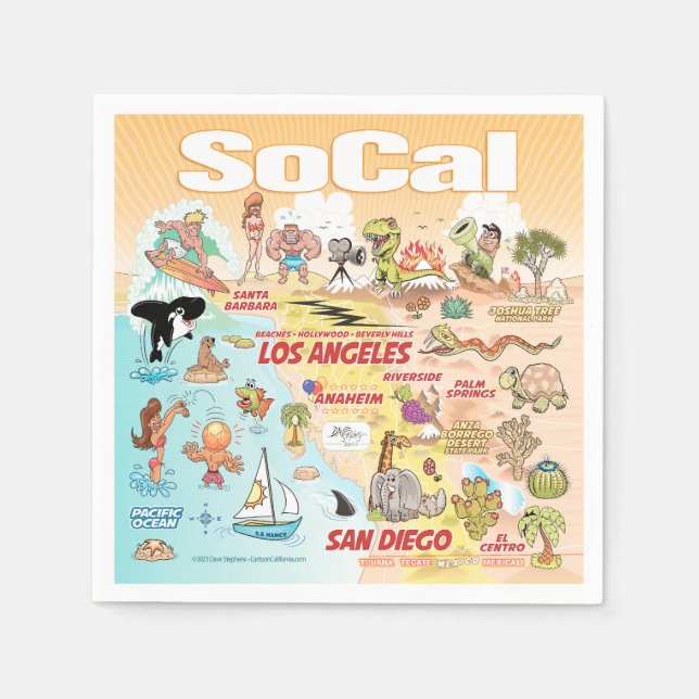 Serviette En Papier Sunny SoCal (Devant)