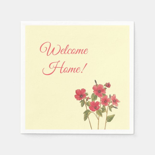 Serviette En Papier Sunny Yellow and Pink Fleurs sauvages Accueil (Devant)
