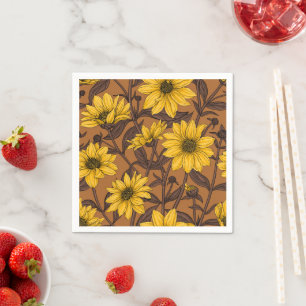 Serviette En Papier Sunroot, tournesol sauvage en jaune et marron