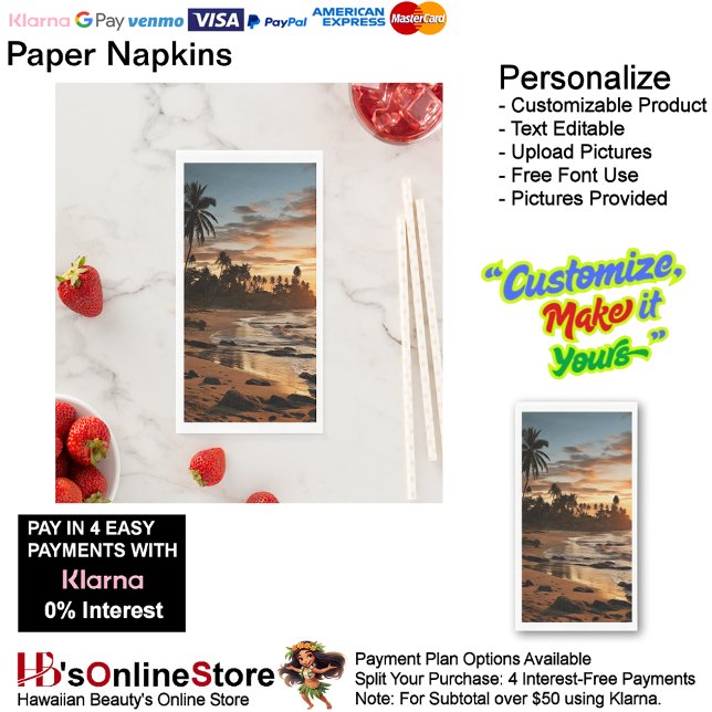 Serviette En Papier Sunset Beach Guest Towel Paper Napkins 2 (Sunset Beach Tables Kitchen Restaurant Decor Paper Guest Towels 2.)