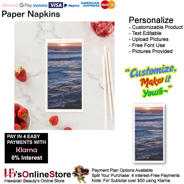 Serviette En Papier Sunset Beach Guest Towel Paper Napkins 48 (Sunset Beach Tables Kitchen Restaurant Decor Paper Guest Towels 48.)