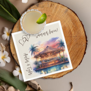 Serviette En Papier Sunset Beach Wedding Pool Bar Cocktail