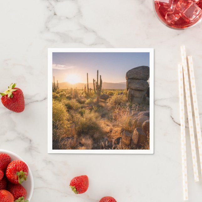 Serviette En Papier Sunset Cactus du sud-ouest de l'Arizona (En situation)
