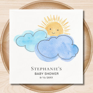 Serviette En Papier Sunshine Nuages Blue Boy Baby shower