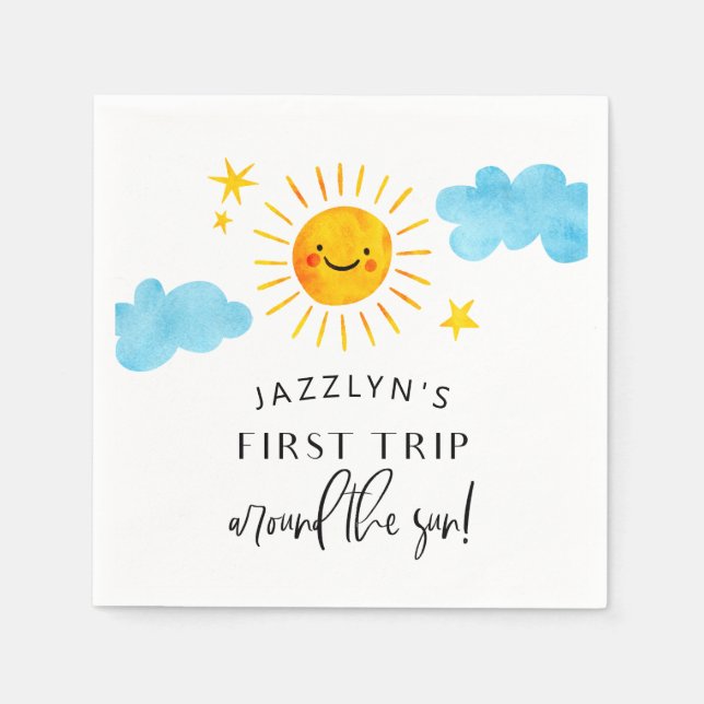 Serviette En Papier Sunshine Premier voyage autour du soleil Anniversa (Devant)