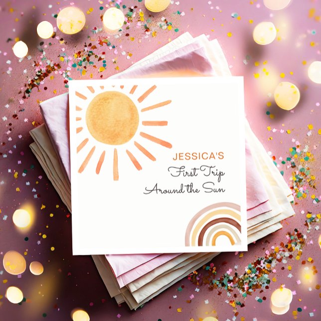 Serviette En Papier Sunshine Rainbow Trip Autour du Soleil 1er Anniver (Créateur téléchargé)