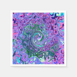Serviette En Papier Super Abstrait Retro Green et Purple Swirl