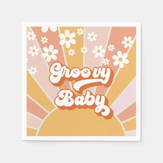 Serviette En Papier Super Baby Retro Sunshine Hippie Baby shower (Devant)