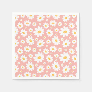 Serviette En Papier Super Blush Boho Daisy Floral Garden Motif
