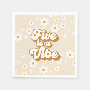 Serviette En Papier Super Five est un Vibe Retro Daisy 5e anniversaire