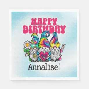 Serviette En Papier Super Gnomes Rainbow Tie Dye fête d'anniversaire