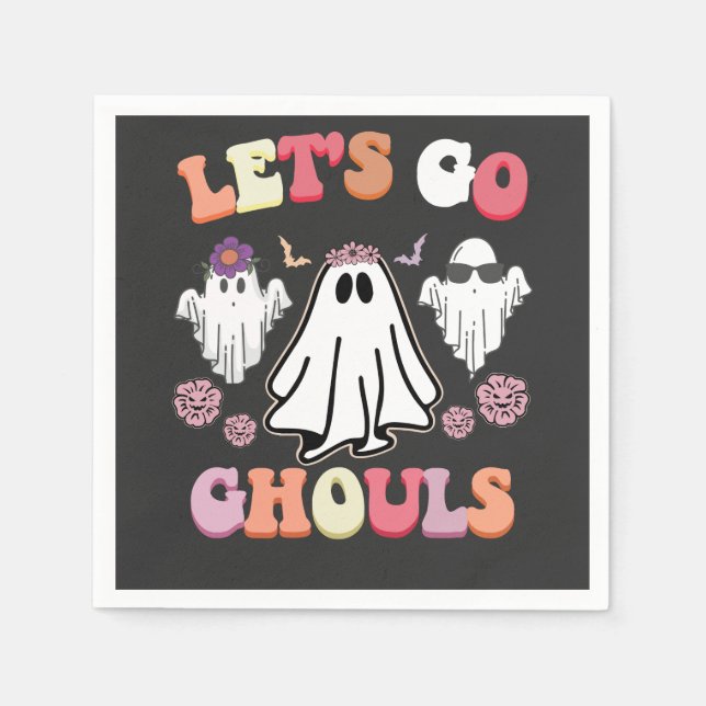 Serviette En Papier Super Go Ghouls Halloween Ghost Retro (Devant)