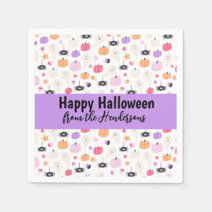 Serviette En Papier Super mignonne Moderne violet citrouille Halloween