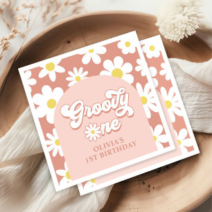 Serviette En Papier Super One Boho Retro Daisy 1er anniversaire fête