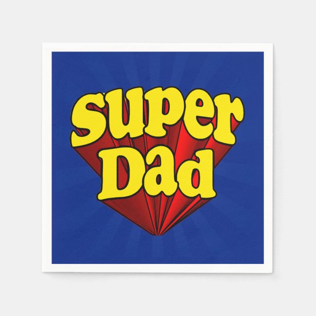 Serviette En Papier Super Papa, Super Rouge/Jaune/Blue Father's Day (Devant)