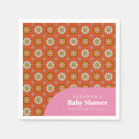 Super Retro 60s Fleurs Baby shower orange Personna