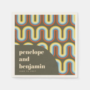 Serviette En Papier Super Retro les années 70 Art Olive Vert Mariage p