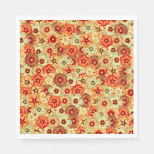 Serviette En Papier Super Retro Orange Hippie Fleurs Motif