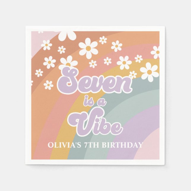 Serviette En Papier Super Retro sept est une Vibe Rainbow (Devant)