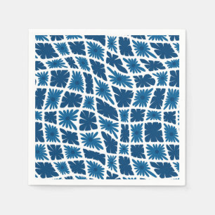 Serviette En Papier Super Wavy Trippy 60s Flower Checks Blues