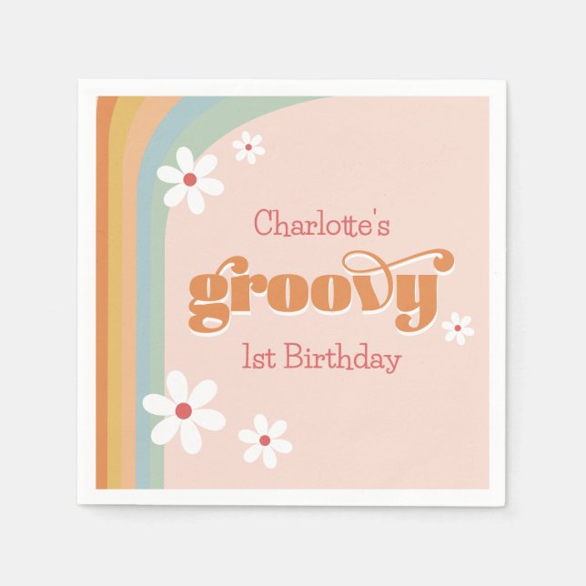 Serviette En Papier Super White Daisies Fille 1er anniversaire (Devant)