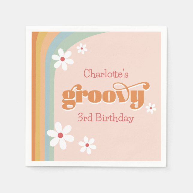 Serviette En Papier Super White Daisies Fille 3ème anniversaire fête (Devant)
