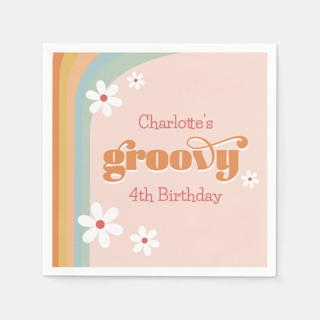 Serviette En Papier Super White Daisies Fille 4e anniversaire (Devant)