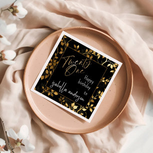 Serviette En Papier Superbe Black & Gold 21e fête d'anniversaire surpr