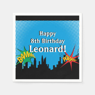 Serviette En Papier Superhero coloré Comic Boy's Birthday Party