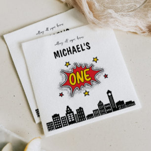 Serviette En Papier Superhero dynamique 1er anniversaire