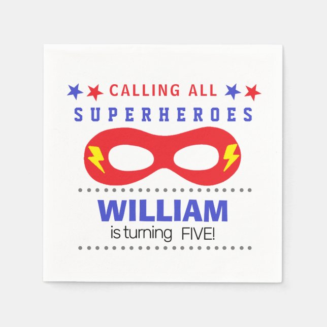 Serviette En Papier Superheros Party Joyeux anniversaire (Devant)