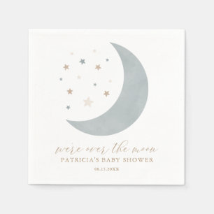 Serviette En Papier Sur la lune Blue Boy Baby shower serviettes