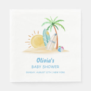 Serviette En Papier Surbord Sunshine Beach Palm Tree Baby shower