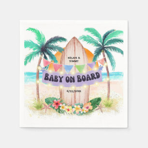 Serviette En Papier Surf et mer   Baby On Board Beach Baby shower