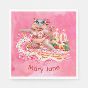 Serviette En Papier Surfeur Hippo 30e Anniversaire Surf