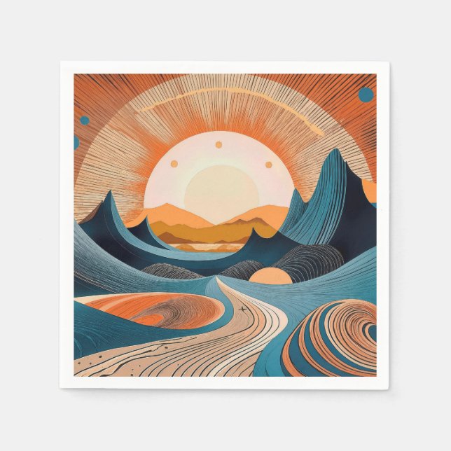 Serviette En Papier Surreal Desert Sunset Abstract (Devant)