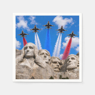 Serviette En Papier Survol de Mount Rushmore par un avion de combat