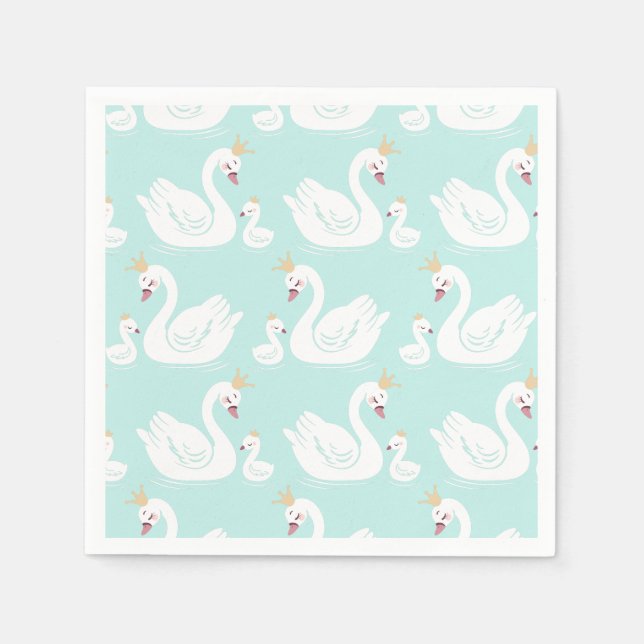 Serviette En Papier Swan 1er anniversaire Baby shower (Devant)