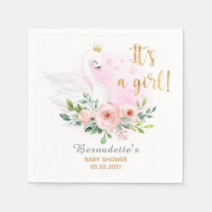 Serviette En Papier Swan Princess Baby shower Party Napkin