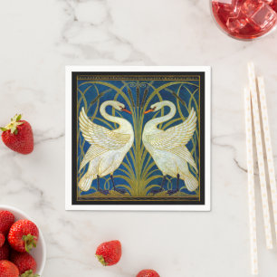 Serviette En Papier Swans Art Déco