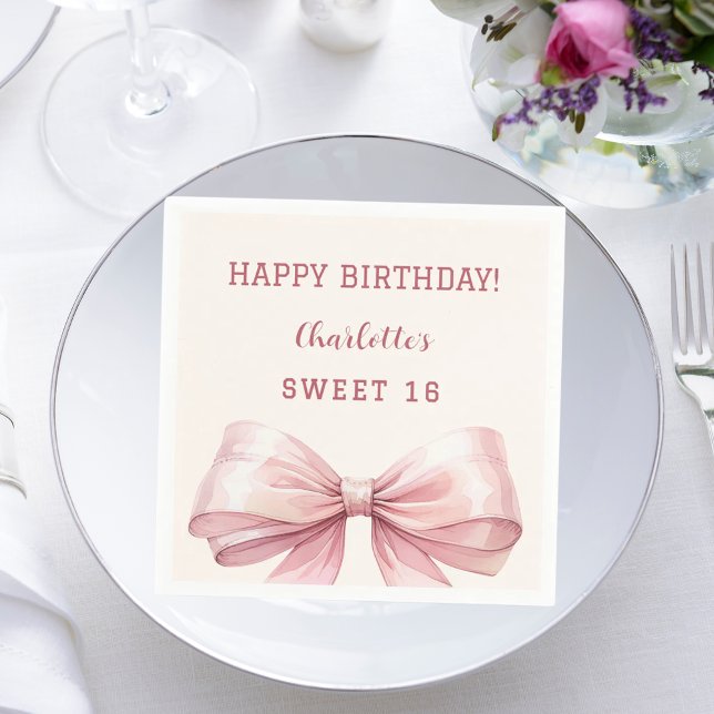 Serviette En Papier Sweet 16 arc rose crème (Créateur téléchargé)
