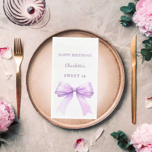 Serviette En Papier Sweet 16 lavender bow white (Créateur téléchargé)