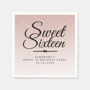 Serviette En Papier Sweet 16 Parties scintillant rose Ombre Custom 16e