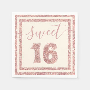 Serviette En Papier Sweet 16 Rose Gold Faux Parties scintillant fête d