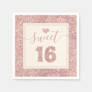 Serviette En Papier Sweet 16 Rose Gold Faux Parties scintillant fête d