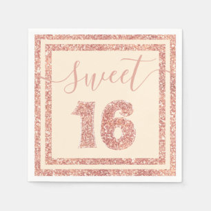 Serviette En Papier Sweet 16 Saumon Faux Parties scintillant Frappe fê