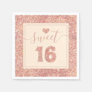 Serviette En Papier Sweet 16 Saumon rose Faux Parties scintillant Anni