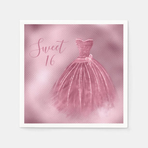 Serviette En Papier Sweet 16 Seize Roses Robe Parties scintillant Soir