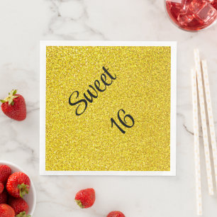 Serviette En Papier Sweet 16 Seteen Gold Parties scintillant fête d'an