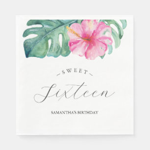 Serviette En Papier Sweet 16 Thème Tropical Anniversaire